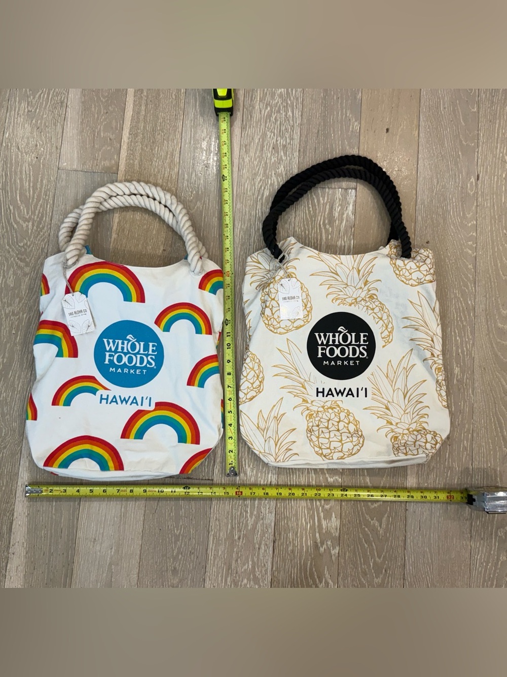 2 Whole Foods Market Exclusive Hawaiʻi Rainbow & Pineapple Canvas Tote Bag NWT - Picture 2 of 6